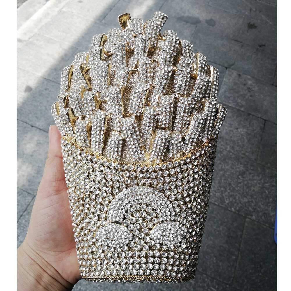 Chips Diamond Women Clutches Bags Lady Evening Clutch Bags Dinner Purse Party Handbag Crystal Evening Pink Yellow Bag SC798