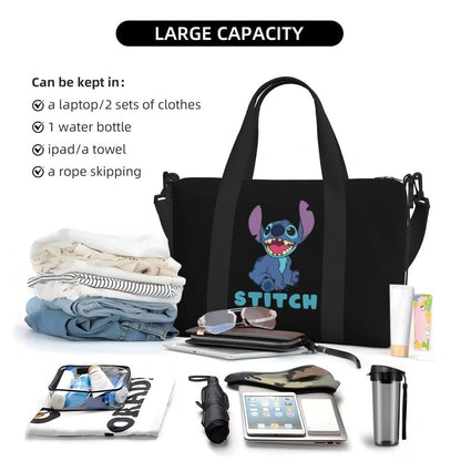 Custom Large SLilo And Stitch Cartoon Tote Bag Women Anime Shopping Shoulder Beach Gym Travel Bag
