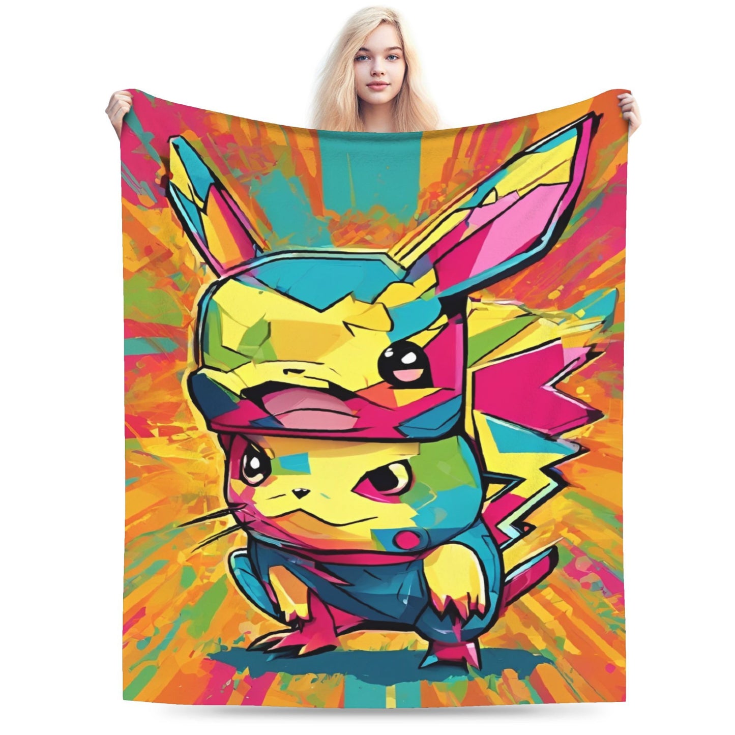 Cobertor de Flanela com Cena Clássica de Pokémon para Cama Super Quente, Mantas para Sofá, Cadeira, Piquenique, Colcha Engraçada, Capa para Sofá-Cama