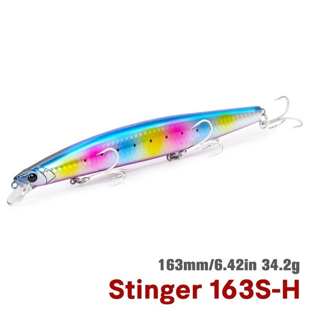 TSURIKNOYA STINGER 163S Isca Artificial Minnow de Fundo para Água Salgada com Lançamento Ultra Longo 163mm 34.2g Iscas Rígidas para Robalo