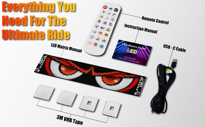 Motorcycle Screen Devil's Eye AI Voice Control LED Display USB Pixel Panel Lights APP Programmable Flexible RGB Matrix Screen