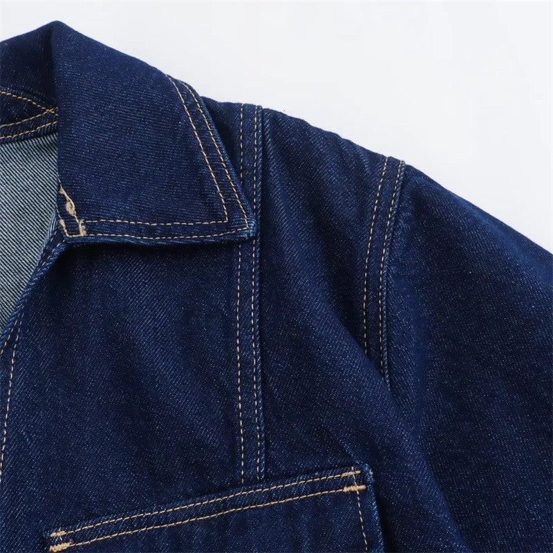 Blue Denim Shirt Woman Short Sleeve Cropped Shirt Women Summer Short Tops Woman Streetwear Y2k Stylish Women's Blouse