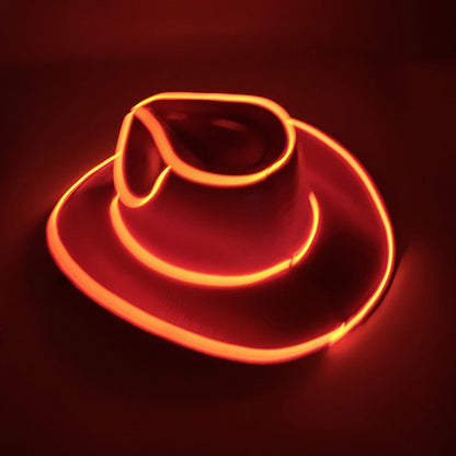 Chapéu de Cowboy LED Sem Fio, Chapéu de Cowboy Luminoso, Chapéu de Cowgirl Rosa para Discoteca, Noivas, Acessórios para Shows, Boates e Festas a Fantasia
