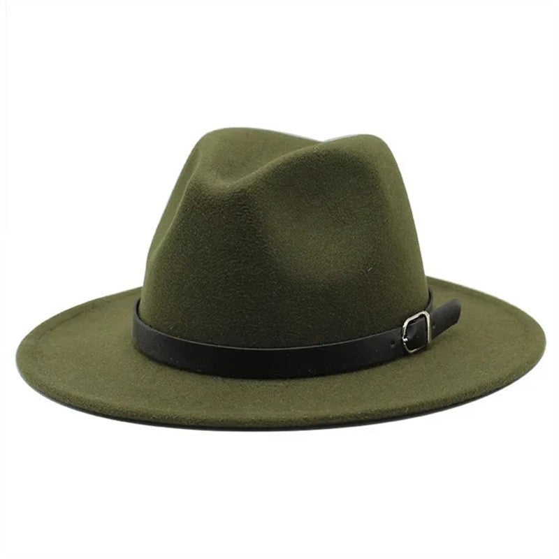 Men's fedora hat Men's and women's universal solid color fedora hat Women's 21 color wide brim jazz hat Autumn and winter Britis