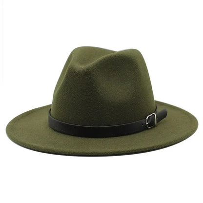 Men's fedora hat Men's and women's universal solid color fedora hat Women's 21 color wide brim jazz hat Autumn and winter Britis