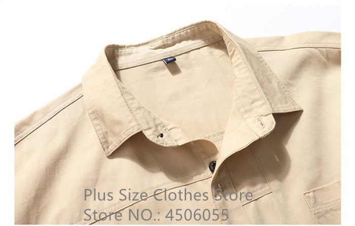 Loose Casual Boys Shirts Outdoor Long Sleeve Army Green Cotton 7XL 8XL 9XL 10XL 150KG Plus Size Cargo Blouses Black Men Clothes