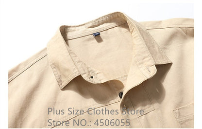 Loose Casual Boys Shirts Outdoor Long Sleeve Army Green Cotton 7XL 8XL 9XL 10XL 150KG Plus Size Cargo Blouses Black Men Clothes