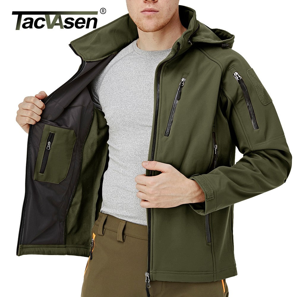 TACVASEN Fleece Lined Waterproof Jackets Mens Jacket Coats Outdoor Safari Windbreaker Winter Warm Work Jacket Outwear Windproof