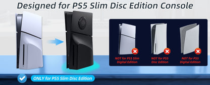 Face Plates for PS5 Slim Disc Edition Only, Anti-Scratch Replacement Panels Cover Plates Shell Case with Cooling Vent,Black