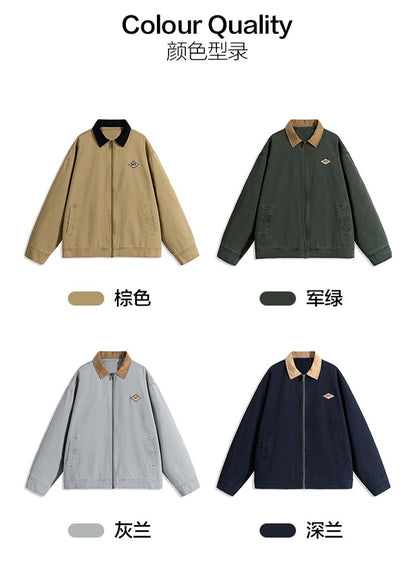 Maxbarley Trendy Cotton Jacket Men Autumn 2025 Hip-Hop Stitching Windproof Lapel Jackets K-Pop Antique Washed Motorcycle Coat