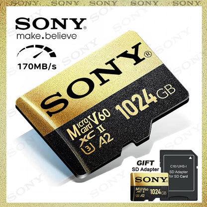 Cartão Micro Flash SD Sony Cartão de Memória SD Extreme 128GB Cartões Flash TF 1TB 512GB 256GB A2 U3 V30 SD Para Celular Xiaomi Computador
