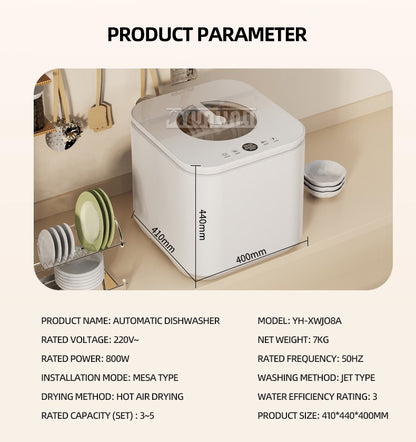 Intelligent Kitchen Dishwasher, Mini Fully Automatic Disinfection Cabinet Bowl Dishes Dishes Intelligent