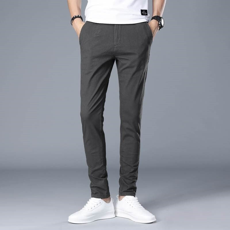 Khaki Casual Cotton Chino Pants Men Straight Leg Trousers Youth Active Sle mid Waist Long Summer Faion Thin Material