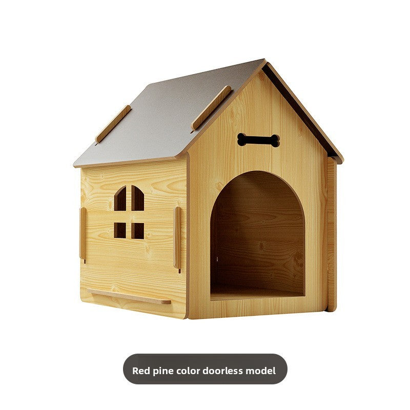Casinha de cachorro e casinha de gato de madeira nova, casinha de cachorro com janela para animais de estimação, cabine para animais de estimação destacável, placa Osson de alta densidade, com portas de ferro