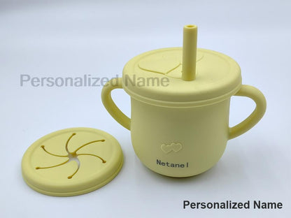 Baby Silicone Sucker Bowl Plate Cup Bibs Spoon Fork Sets Children Tableware Baby Feeding Dishes Sets Personalized Name BPA Free