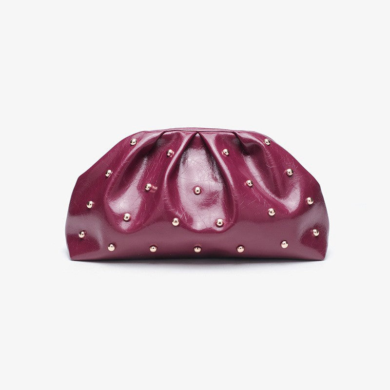 2025 Large Capacity Folded Cloud Clutches Women's Handbag Fashion Simple Multifunctional Clasp Bag Mushroom Nail Dinner Bag