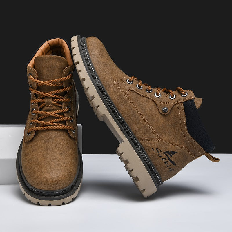 Botas Masculinas Feitas à Mão, Botas de Tornozelo de Inverno em Couro, Sapatos de Outono para Caminhada ao Ar Livre, Tênis, Botas Masculinas de Cano Alto, Calçados Antiderrapantes