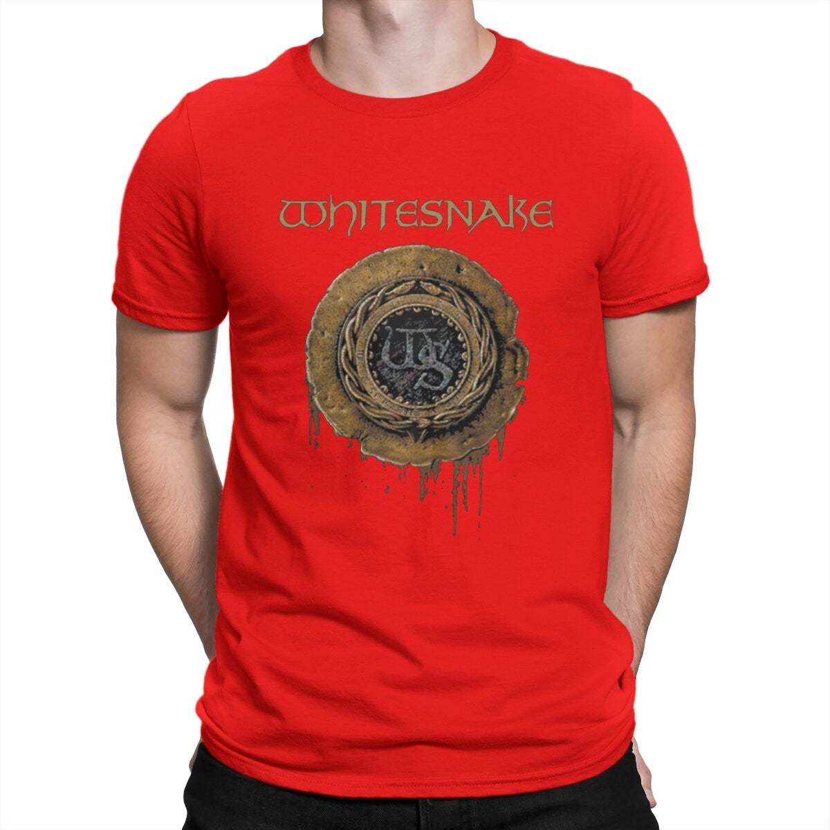 Whitesnake Creative TShirt for Men The Old Logo Round Neck Basic T Shirt Distinctive Birthday Gifts OutdoorWear