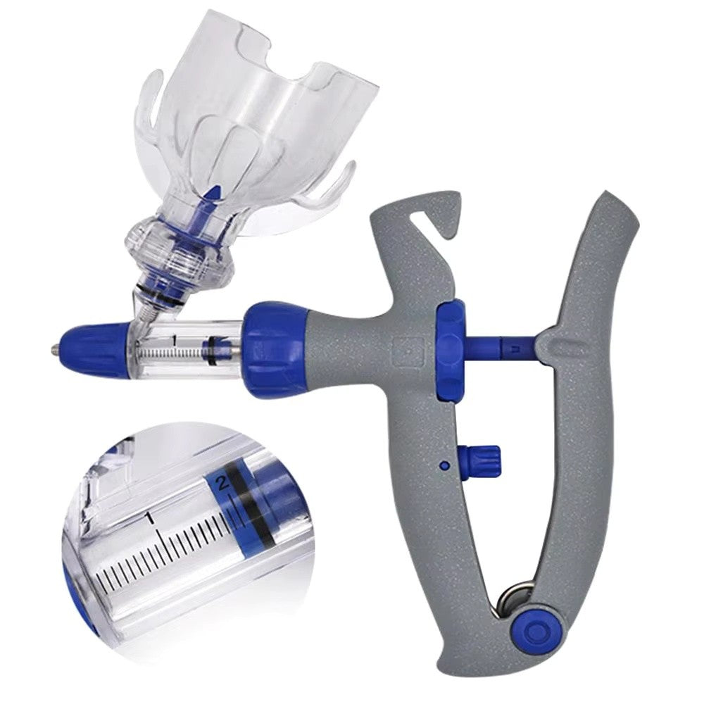 Seringa Automática Contínua Veterinária 1/2/5/10ml Agulha de Injeção para Aves Animal Vacina Ajustável para Gado Bovinos Ovinos