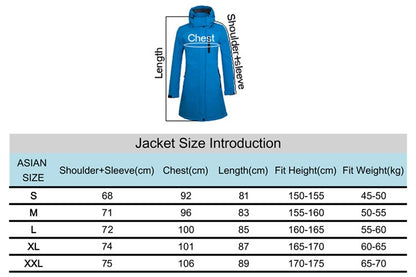 Women's Hiking Jacket Long Soft Shell Fleece Outdoor Windbreaker Camping Trekking Climbing Female Coats Winter