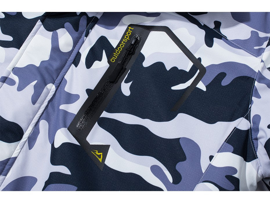 MAGCOMSEN Fleece Ski Jacket Men's Hooded Waterproof Thermal Thick Warm Camo Parka Removable Hooded Coats Winter Snowboard Anorak