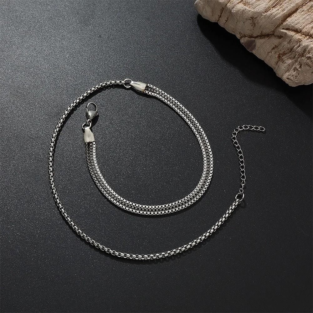4pcs Men's Chain Bracelets,Stainless Steel Adjustable Box Chain Wristband,Stylish European Male Jewelry Gifts
