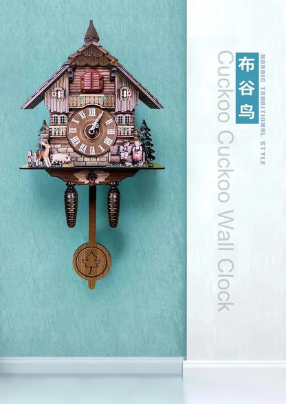 Wooden Hanging Wall Clock Bird Alarm Clock Cuckoo Clocks For Home Kid's Room Decoration Quartz Watch Decorative Home Decor