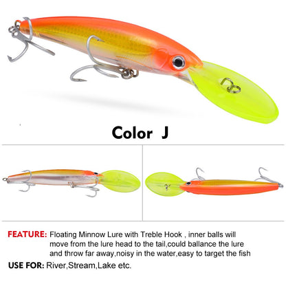 Isca Artificial Flutuante Minnow 32g 50g 75g Isca de Pesca Longa Arremesso Água Salgada Robalo Iscas Duras Minnow para Pesca de Robalo