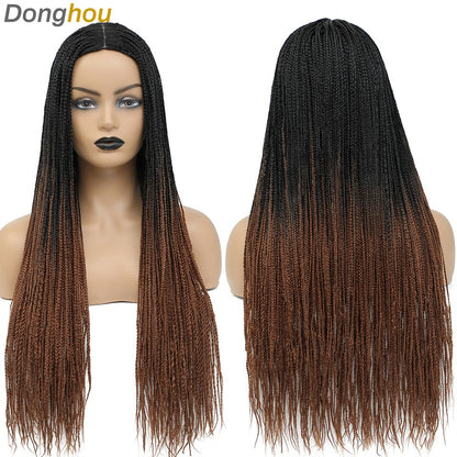 Novo estilo Ombre Box Braided Wigs para mulheres, peruca trançada, peruca com couro cabeludo falso, atacado de perucas Perruque Longue Synthétique Braiding Hair Wig