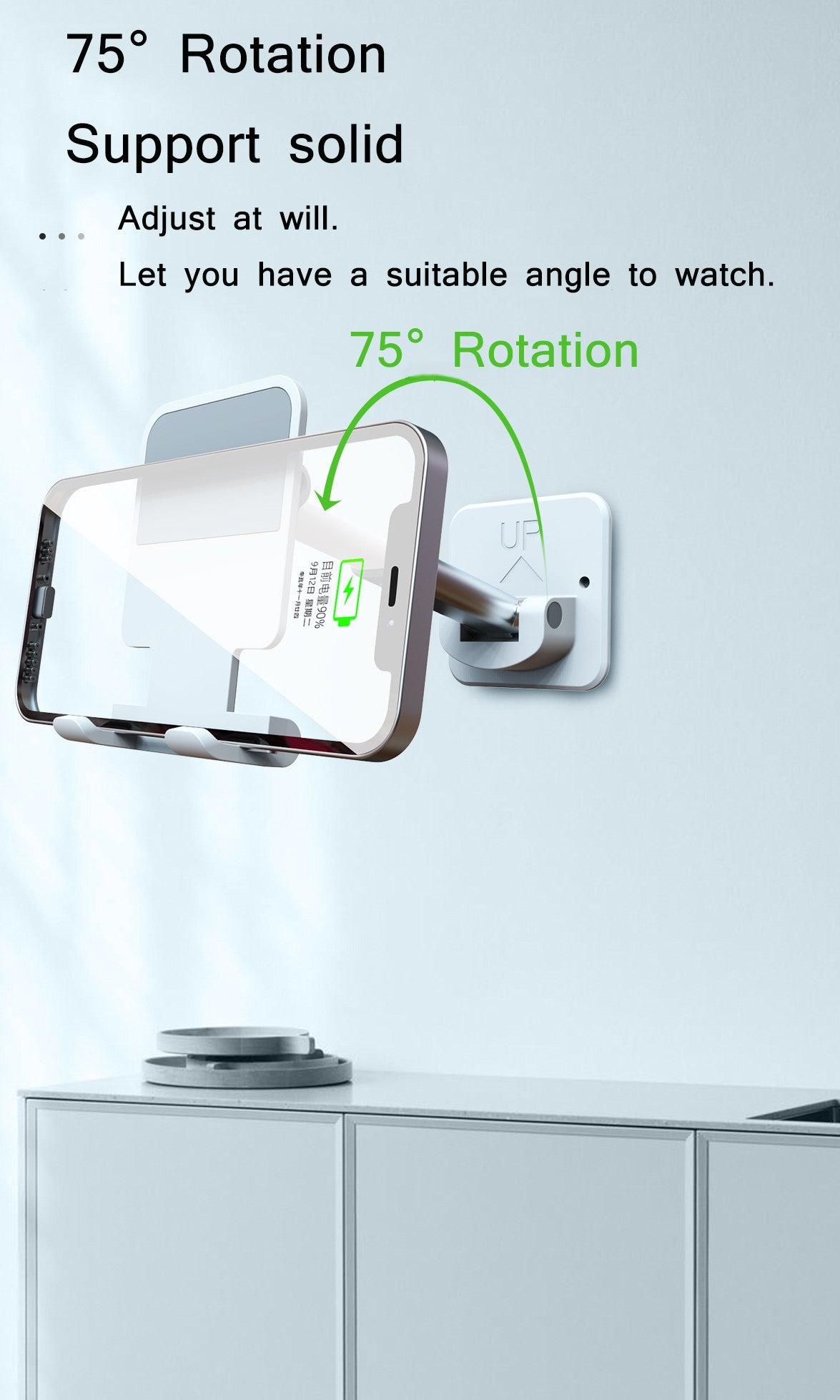 Wall Sticker Mount Tablet Stand Stretchable Arm Cell Phone Wall Holder Adjustable Wall Stand for iPad iPhone 4-12inch Universal