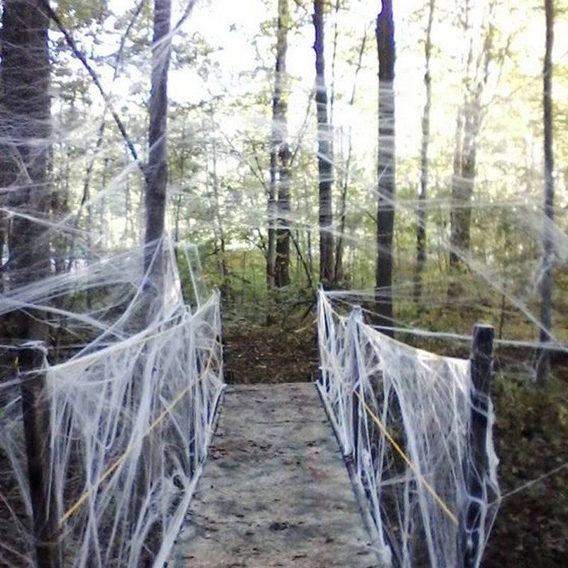 Artificial Spider Web Halloween Decoration Scary Party Scene Props White Stretchy Cobweb Horror House Home Decora Accessories