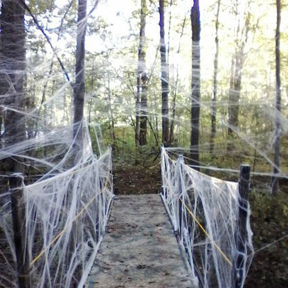 Artificial Spider Web Halloween Decoration Scary Party Scene Props White Stretchy Cobweb Horror House Home Decora Accessories