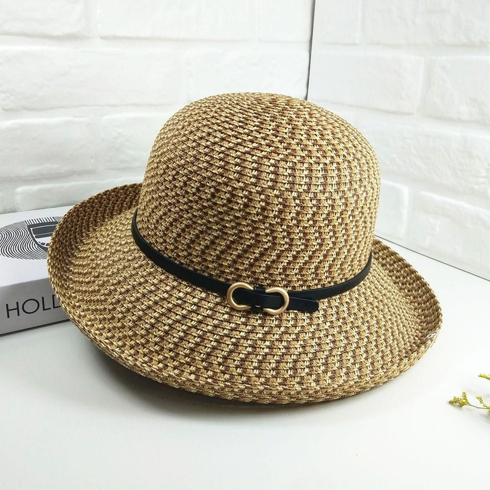 Chapéu de Palha Trançado da Moda Revelando o Rosto Chapéu de Praia Pequeno com Proteção Solar Chapéu Respirável para Sombra do Sol Viagem