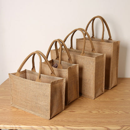 Bolsa feminina de juta, sacola de compras de grande capacidade, bolsa de viagem, bolsa masculina aberta