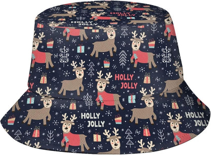 Funny Christmas Bucket Hat New Year Fisherman Hat for Women Men Packable Outdoor Travel Beach Sun Cap