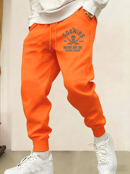 Calça Esportiva Masculina Estampada Caveira Pirata Goonies Básica Calças Cintura Elástica Macia Calças Outono com Cordão Unissex