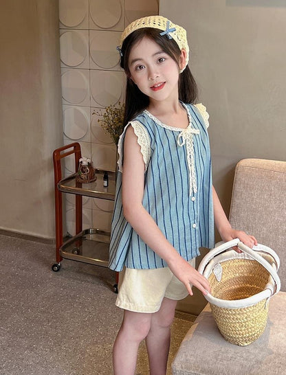 Korean Children's Clothes 2025 Top Elementary Student Girl Clothing Setup Girls From 8 12 Years Old Summer Sets Set Child Set