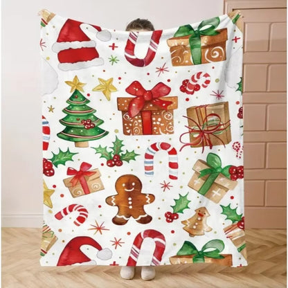 Contemporary Xmas Reindeer Fleece Blanket Versatile Design for Christmas Indoor Outdoor Activities All Year Round