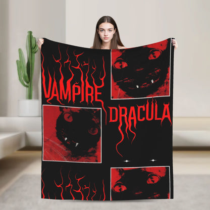 Funny Vampurr Vampire Cat Bites Again Flannel Blankets Halloween Awesome Throw Blanket for Quilt 200x150cm Soft