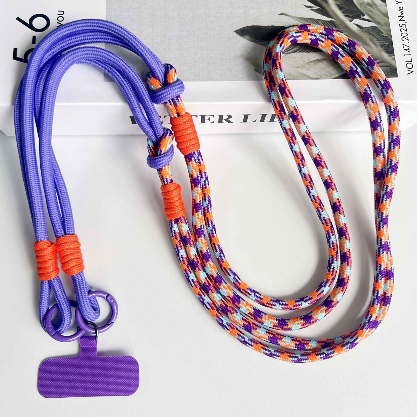 Personalized Trend Double Color Mobile Phone Universal Lanyard Diagonal Span Long Rope Shoulder Strap Rope Fashion Safety Rope
