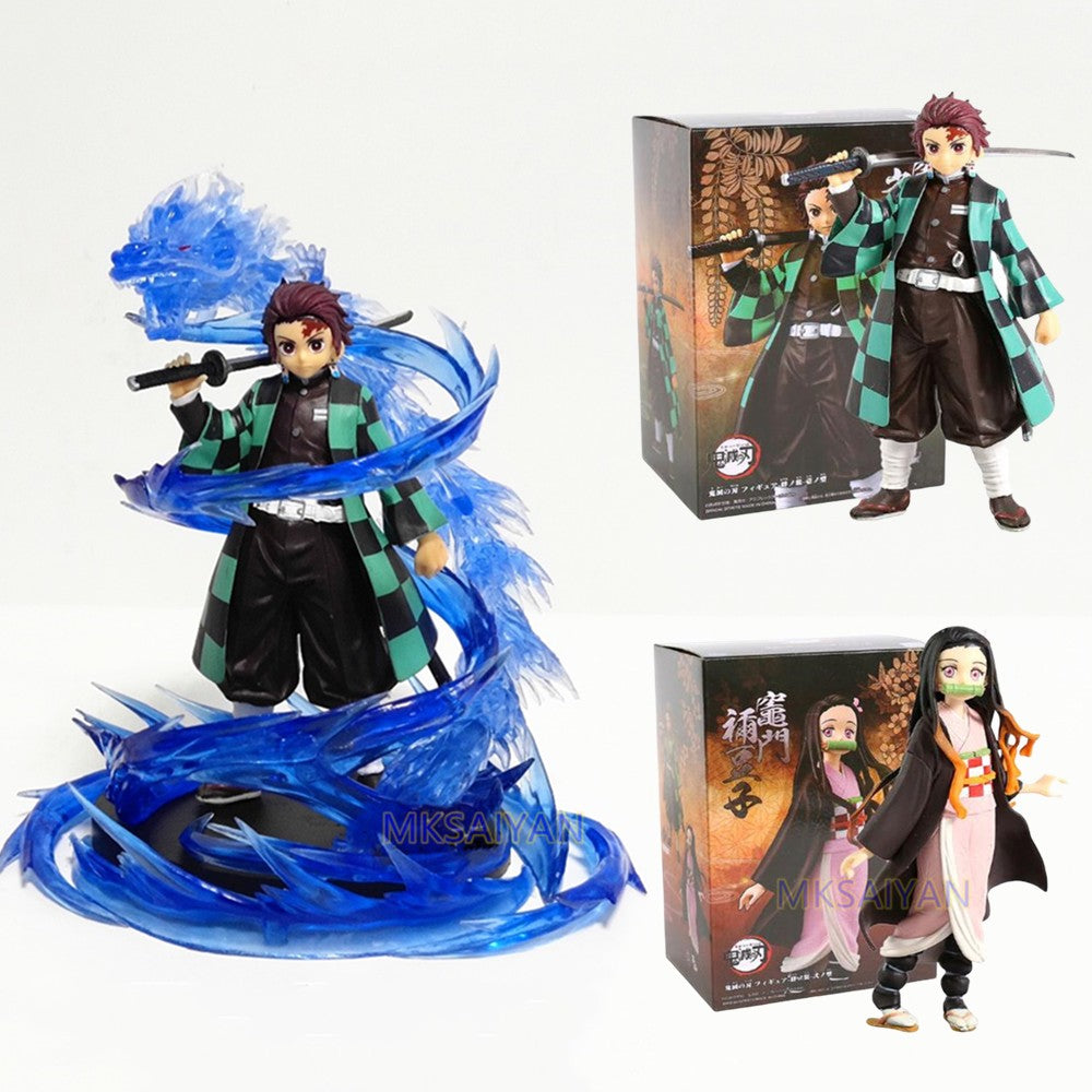 Demon Slayer Kimetsu no Yaiba Bonecos de Ação Kamado Tanjirou Kamado Nezuko Anime Figma Dragão Efeito Brinquedo Modelo PVC Boneca Juguetes