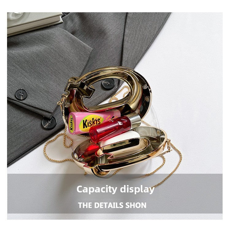 Fashion Crescent Mini Acrylic Chain Evening Bag for Women, Shoulder and Crossbody Bag