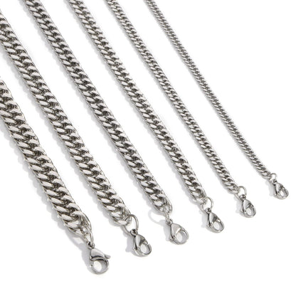 Stainless Steel Cuban Chain Necklace Gold Color Titanium Steel Men Chain Necklace Simple Jewelry Fashion Accessories Gift