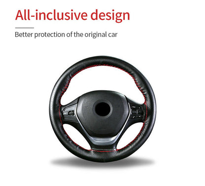 Capa de Volante SEAMETAL de Couro Genuíno com Agulhas e Linha, Trança DIY para Carro, Diâmetro 37-38cm