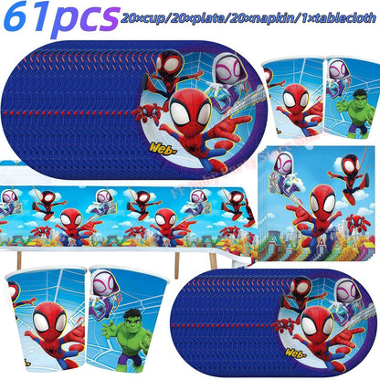 Spider Hero Birthday Party Decoration Plate Cup Banner Balloon Superhero Party Favors Baby Shower Decor Birthday Supplies Gift