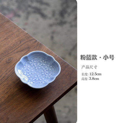 Chinese Style High Leg Fruit Dishes Ancient Pastry Plate Fruit Plate Appetizer Serving Platter Household Plates For Food Craft
