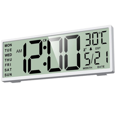 14.5 Digital Wall Clock Battery Operated with Big Digits LCD Screen Display, Large Display Timer with Temperature Date Week Auto