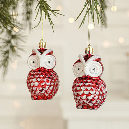 2PCS Red&white Christmas Hanging Decoration Plastic Santa Clause Xmas Ornament Ball Festival Camera Owl Xmas Baubles
