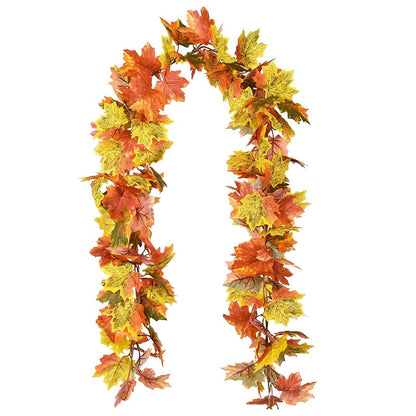 1/2Pcs 175cm Artificial Fall Maple Leaf Garland Fake Plants Autumn Decor Leaves Vine for Thanksgiving Halloween Decoration Gifts