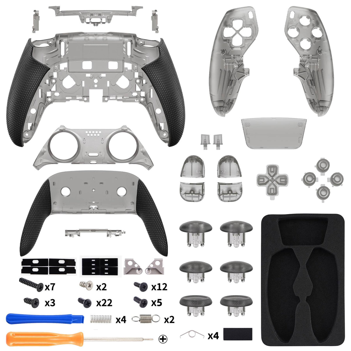 eXtremeRate Beyond-ARC Full Set Shell & Buttons for ps5 Edge Controller, Rubberized Grip Back Plate, Faceplate, Clip Shell